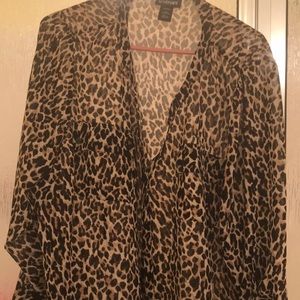 Sheer button blouse long sleeve